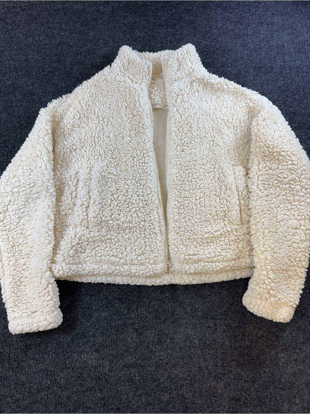 Garage Cream Sherpa Zip-Front Jacket